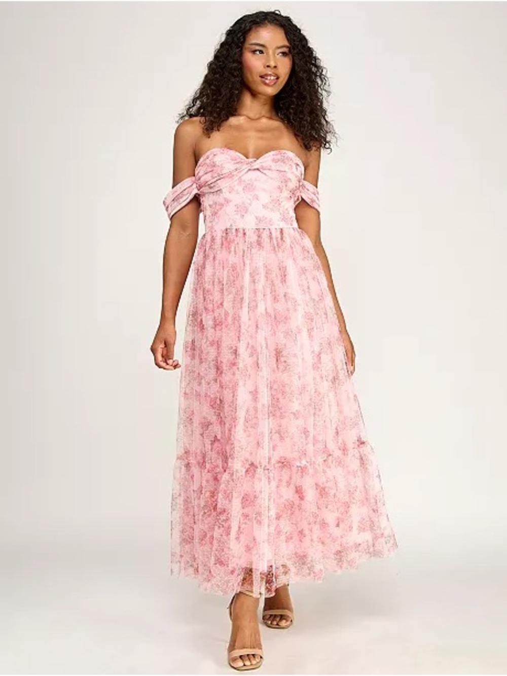 NWT Seni and Cade Women's Floral Ruffle Hem Off-The-Shoulder Dress